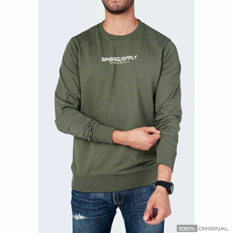 Sweater Hijau Army Pria Bombboogie Original