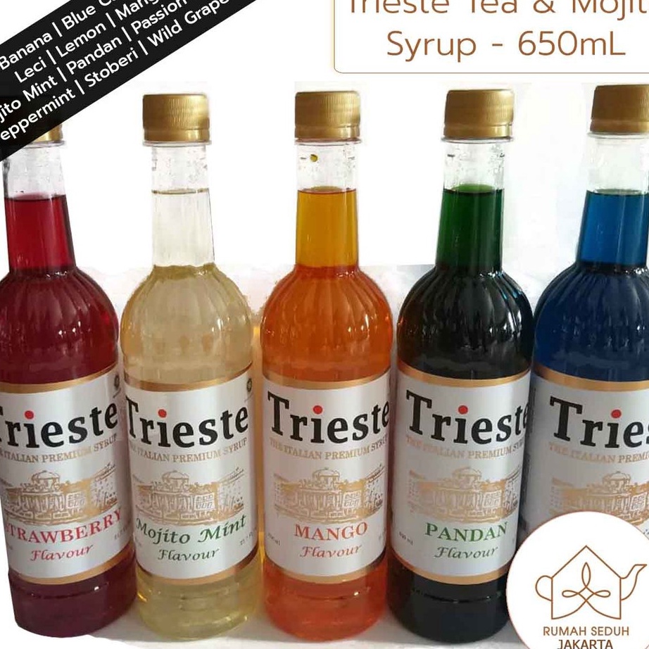 

Ready Stok Trieste Italian Syrup 65 mL Tea and Mojito Syrup Series Mint Lychee Mango Strawberry Pandan