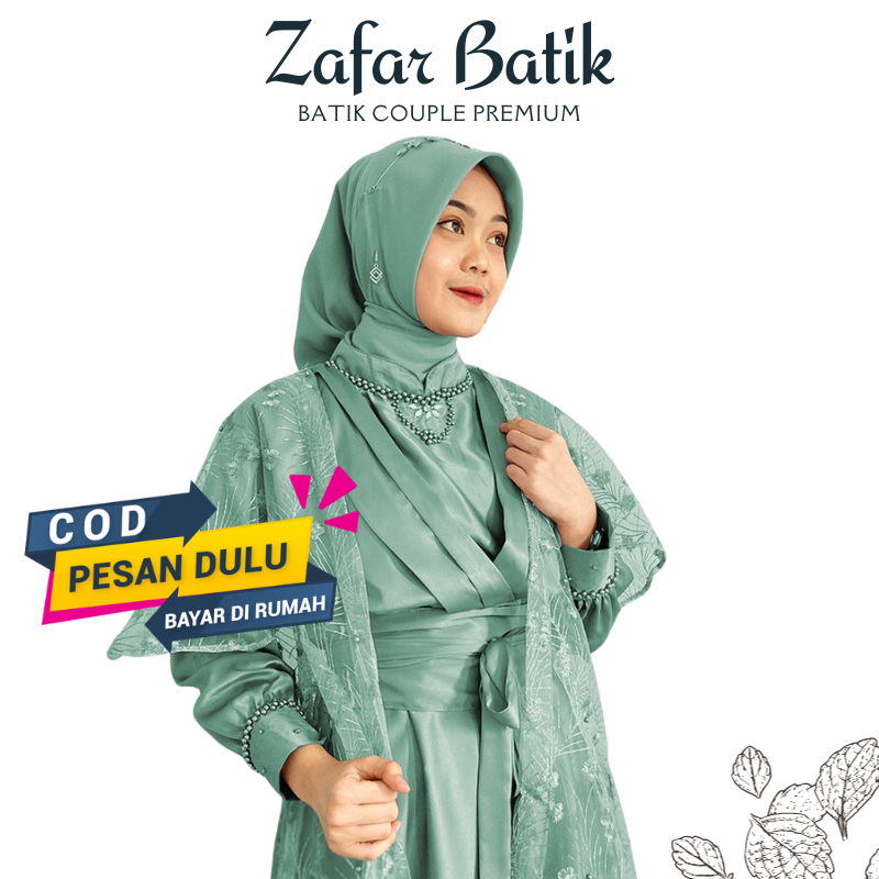 ZAFAR BATIK - Set Gamis Outer Azkiya Gamis Lebaran Syari Satin Mix Payet Premium