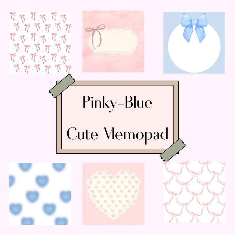 

[100 pcs] MEMOPAD AESTHETIC NOTES || MEMO COQUETTE BLUE CUTE FREEBIES DECO