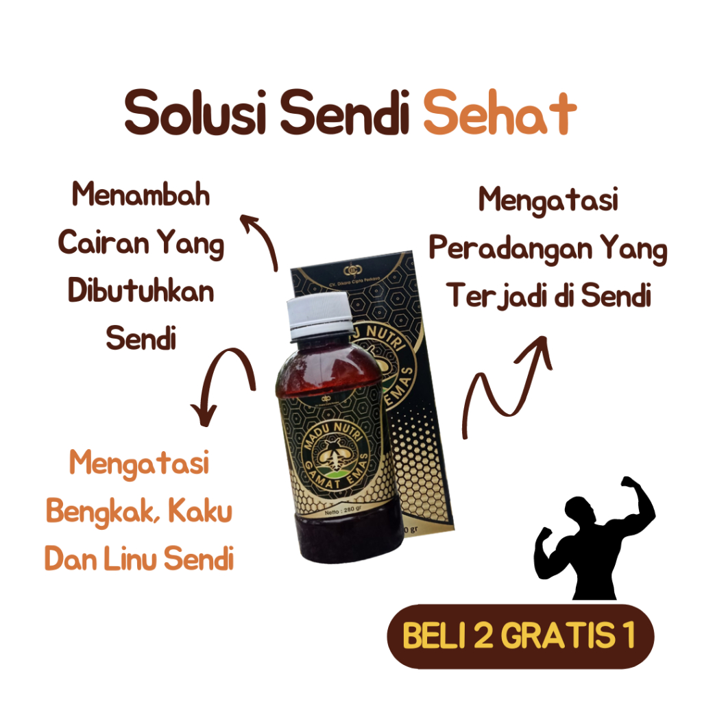 Obat Penambah Cairan Sendi Lutut Herbal - Madu Nutri Gamat Emas 280gr Original