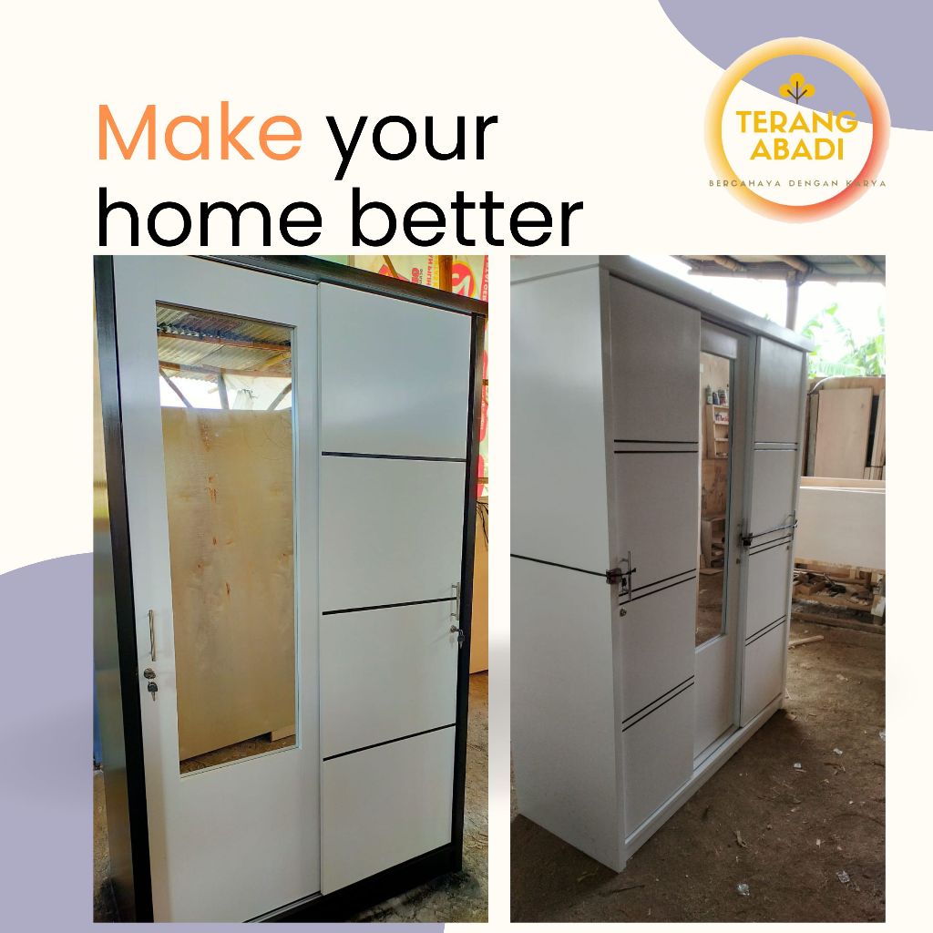 [PROMO] LEMARI GESER 2 PINTU TIPBLOK/ LEMARI SLIDING 2 PINTU PUTIH/ LEMARI 2 PINTU GESER KAYU TEBAL