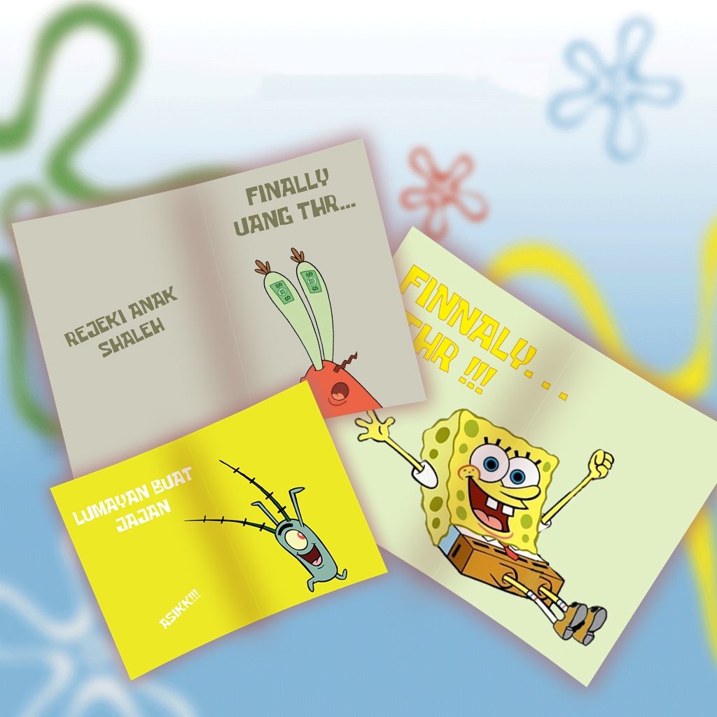 

(TERMURAH) Kartu Amplop Lebaran THR Unik Lucu SPONGEBOB Satuan Grosir