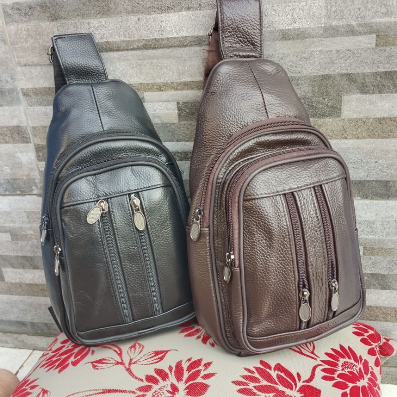 TAS SLIMBAG KULIT ASLI/TAS DADA/BAHU PRIA/TAS SLEMPANG KULIT ASLI COD