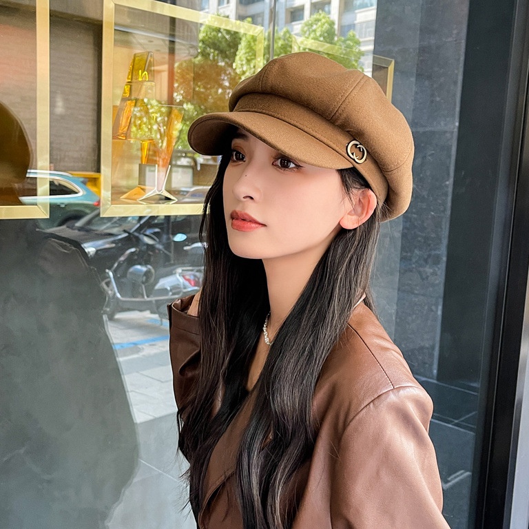 AAF478 GROSIR Topi Baret Oktagonal Gaya KoreaInggris Untuk Wanita Topi Fashion Kekinian Wanita