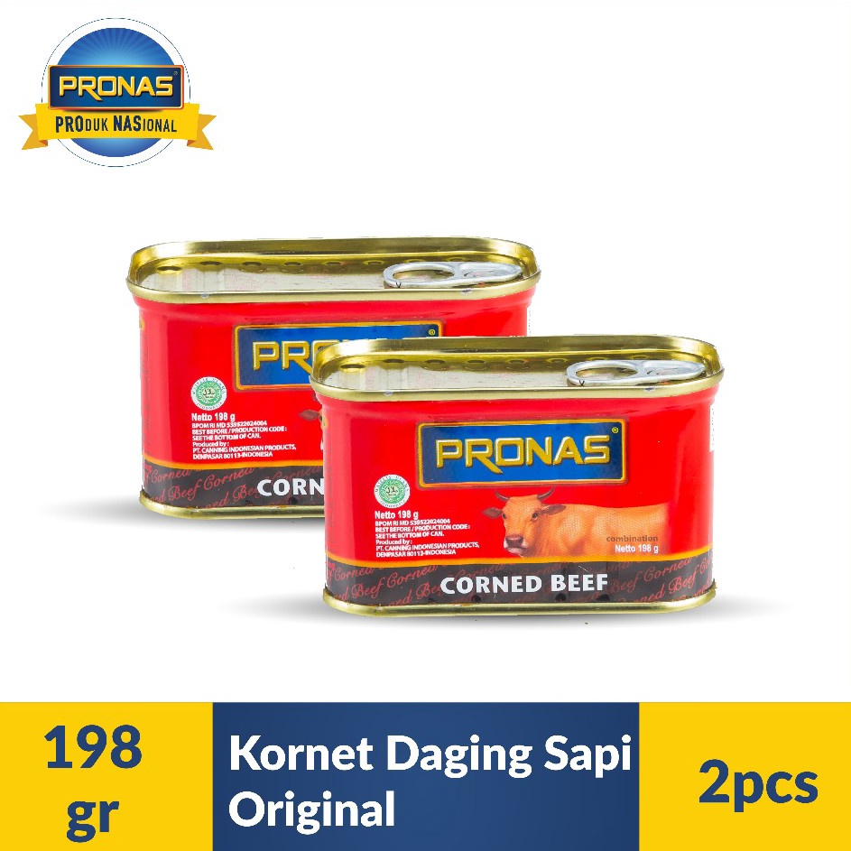 

ORIGINAL Pronas Kornet Sapi Regular 198 g dalam kemasan Kaleng EOE bundling 2 pcs