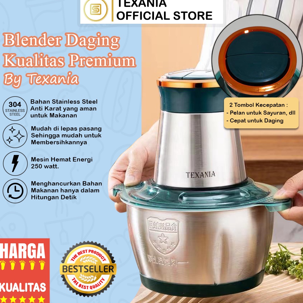 Terpercaya TEXANIA Chopper Blender Daging Stainless Steel Penggiling Daging Multifungsi Meat Grinder