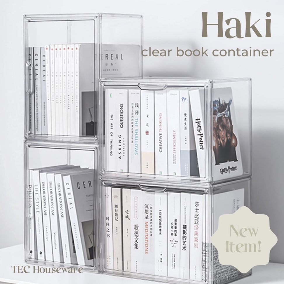 

YRX873 ORIGINAL TECHAKI Transparent Acrylic Book Magazine Organizer Container Box Transparan Premium Berkualitas Kotak Penyimpanan Bening Akrilik Organiser Estetik Storage Box Serbaguna Penutup