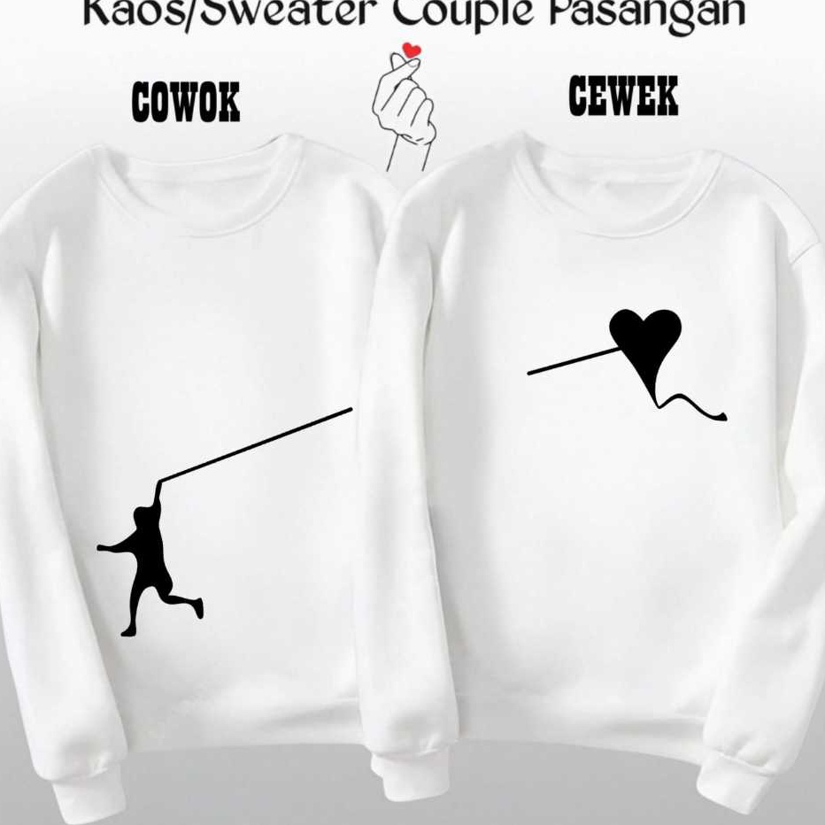 Segera Dapatkan Baju Kaos Couple Pasangan Pacar Love Layang Trendy Pria Wanita Dewasa Lengan Panjang