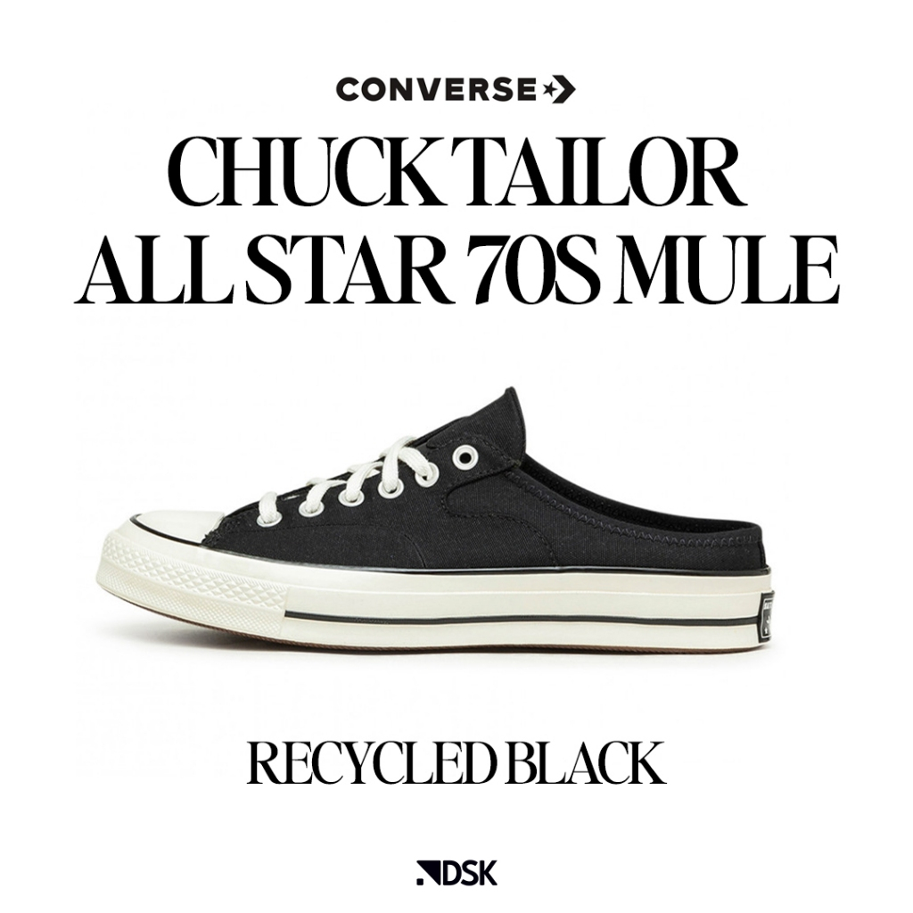 Converse Chuck Taylor All Star 70S Mule Recycled Black 100% Original Sepatu Slip on Ori Murah Sepatu