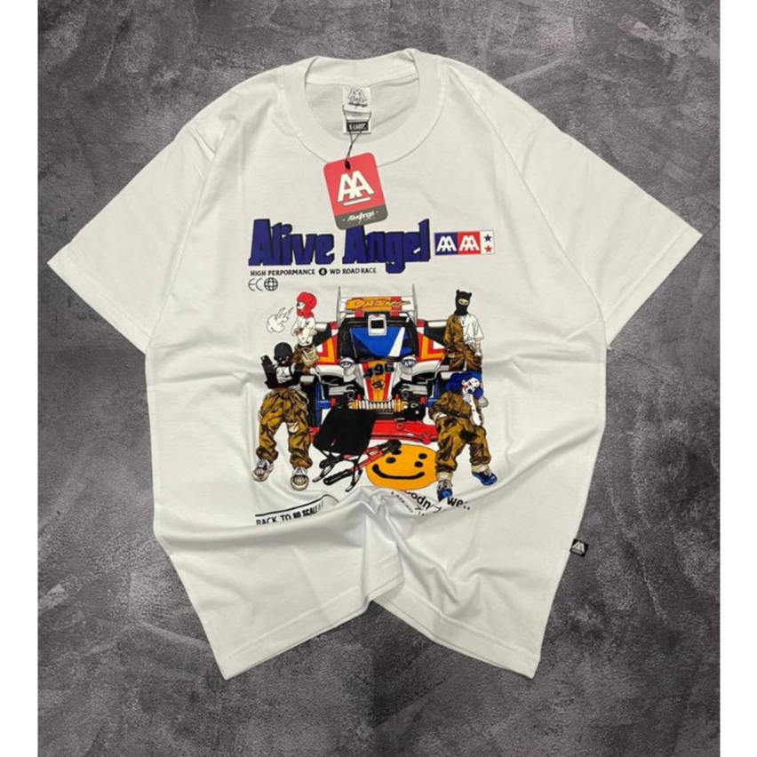 Tshirt Vintage Putih Style Distro - Kaos Baju Pria Wanita Lengan Pendek Fulltag - Alive Angel - Whit