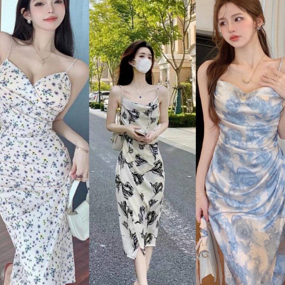 Terlaris  COD  dress panjang wanita gaun wanita One Set Wanita Mezzaluna Longdress