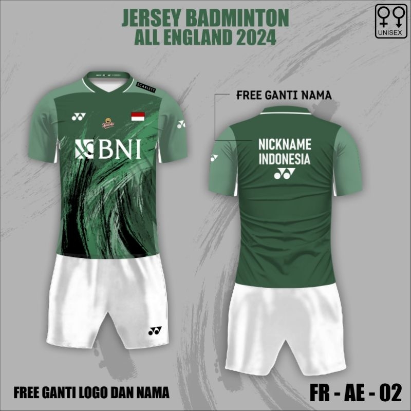 set jersey celana  badminton all england bni kaos baju bulutangkis fajar riyan