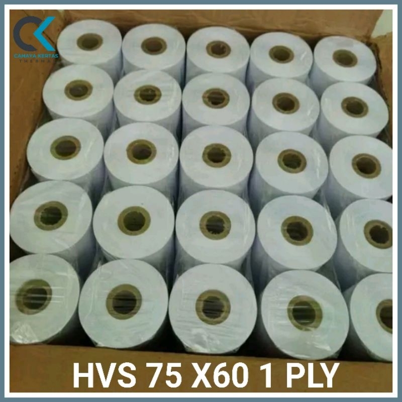 

KERTAS STRUK KASIR HVS 75 X 60 MM 1 PLY - PAKET 10 ROLL / 1 PACK