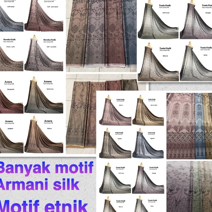 Penjualan TerbaikCOD New bahan kain armani silk motif etnik alesha  kain silk  kain armani  kain baj