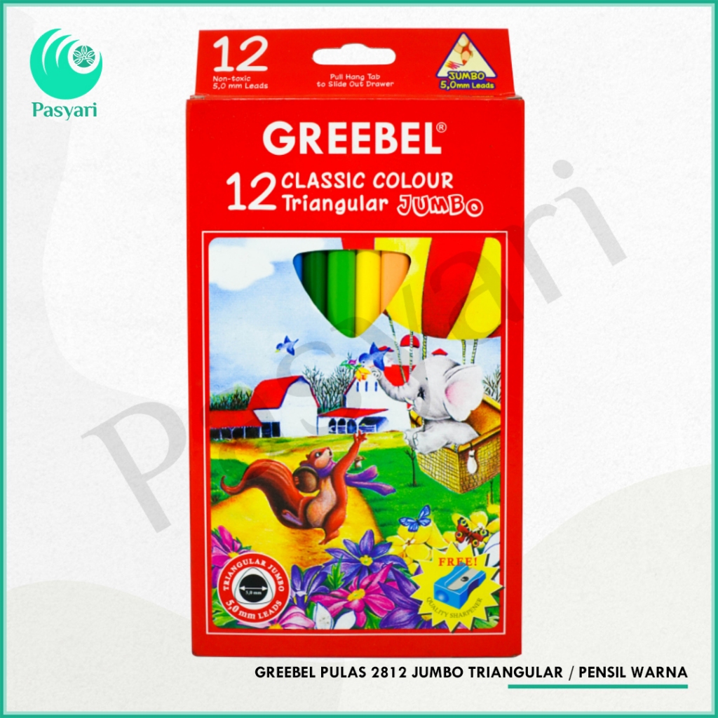 GREEBEL PULAS 2812 JUMBO TRIANGULAR / PENSIL WARNA