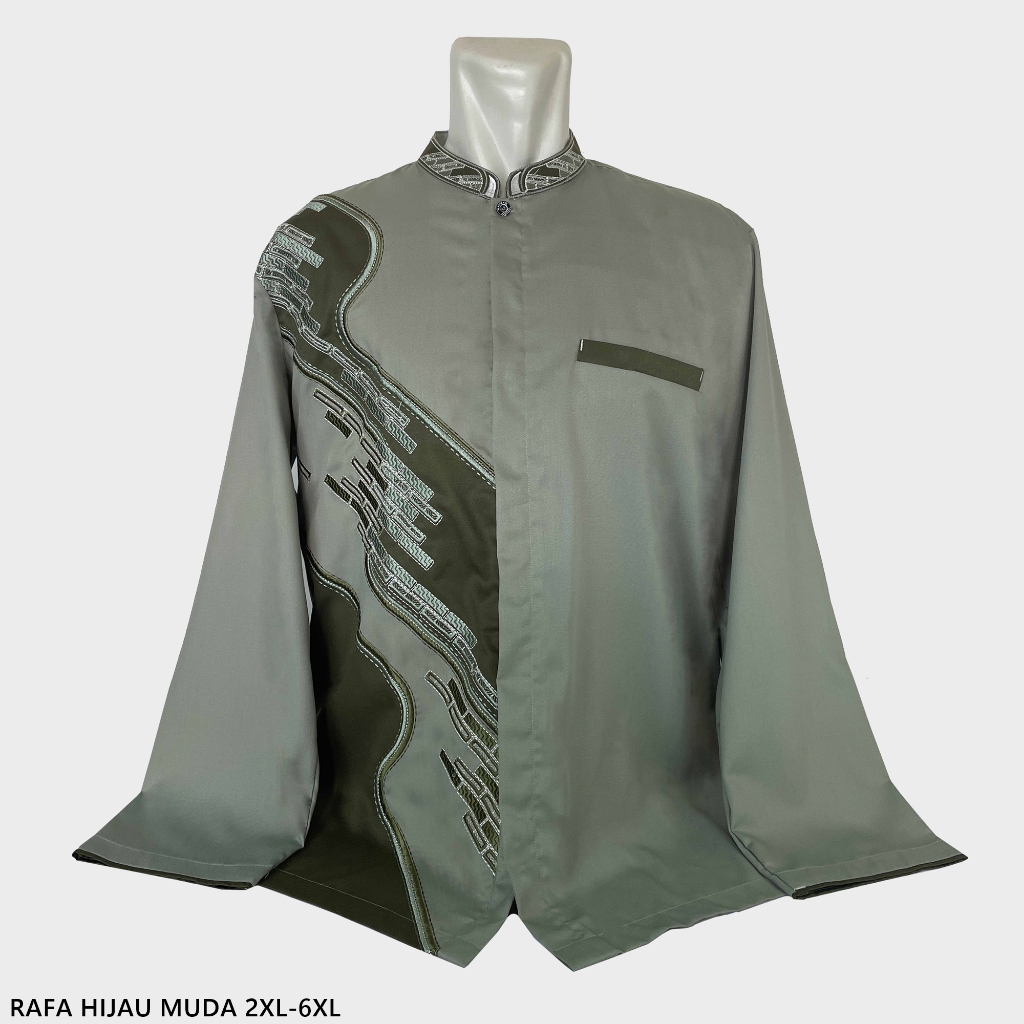 Baju Koko BIG SIZE Lengan Panjang RAFA HIJAU MUDA Ukuran Jumbo