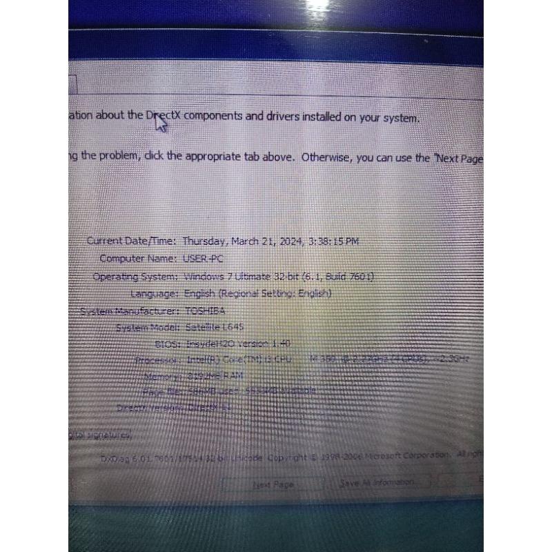 Laptop Toshiba Satelite L645