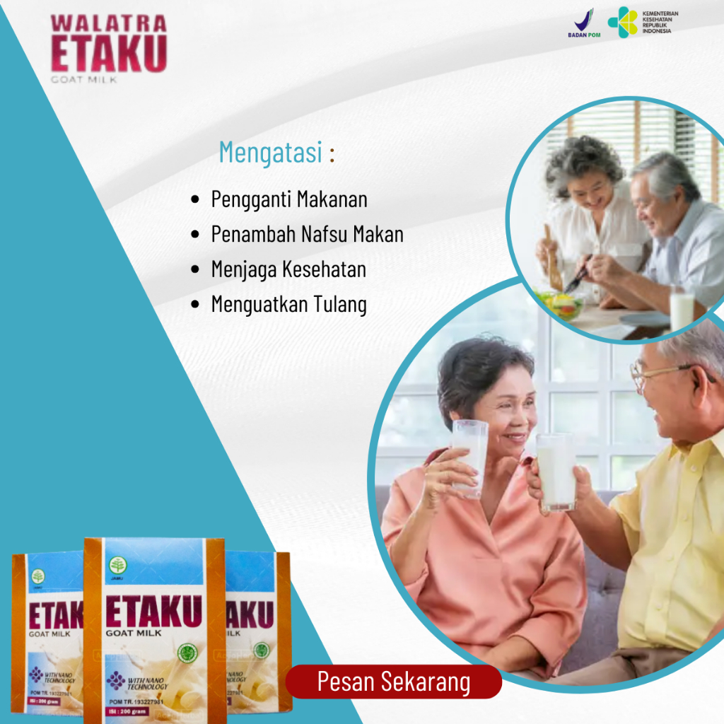 

Susu Untuk Lansia, Susu Lansia Pengganti Makanan, Suplemen dan Vitamin Orang Tua, Penambah Nafsu Makan Lansia, Nafsu Makan Kurang, Penambah Berat Badan, Susu Untuk Menjaga Kesehatan Pada Lansia Atasi Dengan Etaku Goat Milk 100% Original