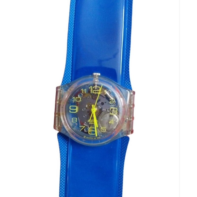 Ready StockJam Tangan Swatch Vintage Rare New Old StockSwatch Snap It On Blue Spring