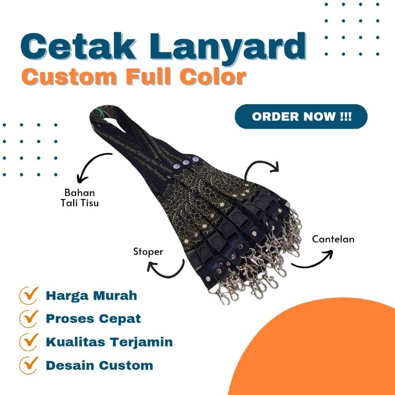 

Cetak lanyard custom full color bahan tali tisu printing sublime
