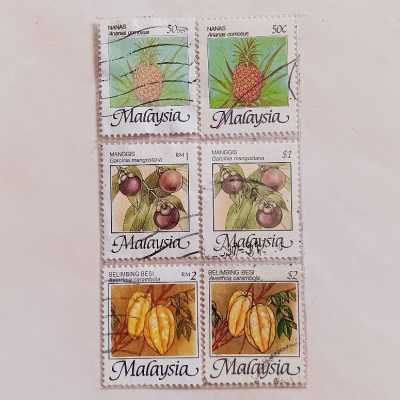 

(AB) Perangko Malaysia Tahun 1986 -2000 Seri Tropical Fruits Set 6 pcs Used