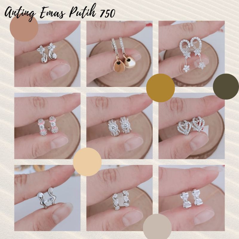 WAJIB TANYA STOK Realpict Anting Emas Putih Asli Kadar 750