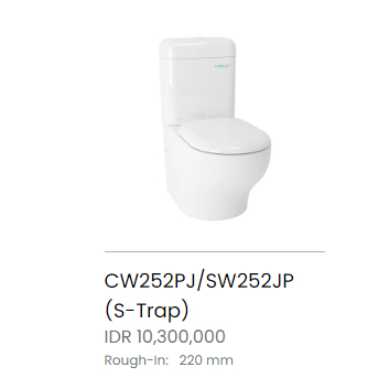 TOTO CLOSET KLOSET DUDUK PUTIH  Close Coupled Toilet CW252PJ/SW252JP (S-Trap)