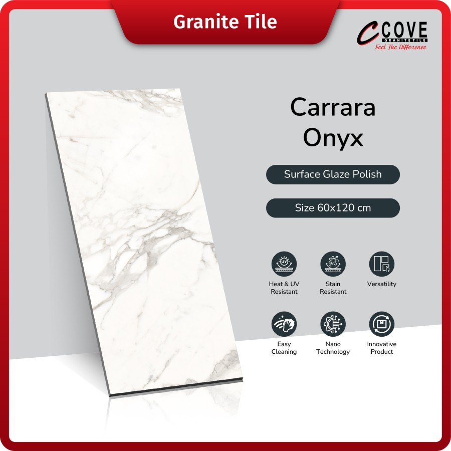 Cove Granite Tile Carrara Onyx 60x120 Granit / Kramik Lantai Dinding