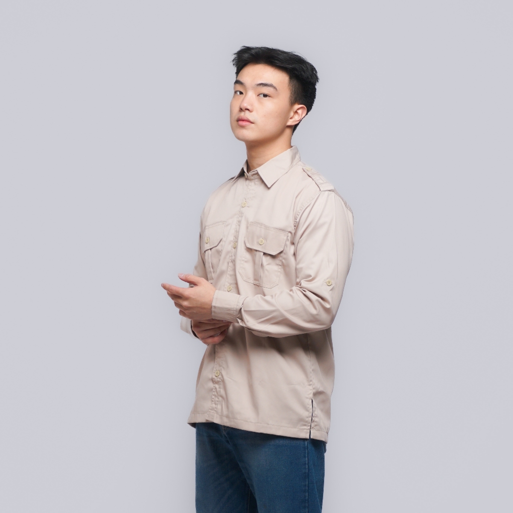 Baju Kemeja PDL Lengan Panjang Pria Seragam Pakaian Kerja Dinas Lapangan Outdoor Gunung Warna Hijau 