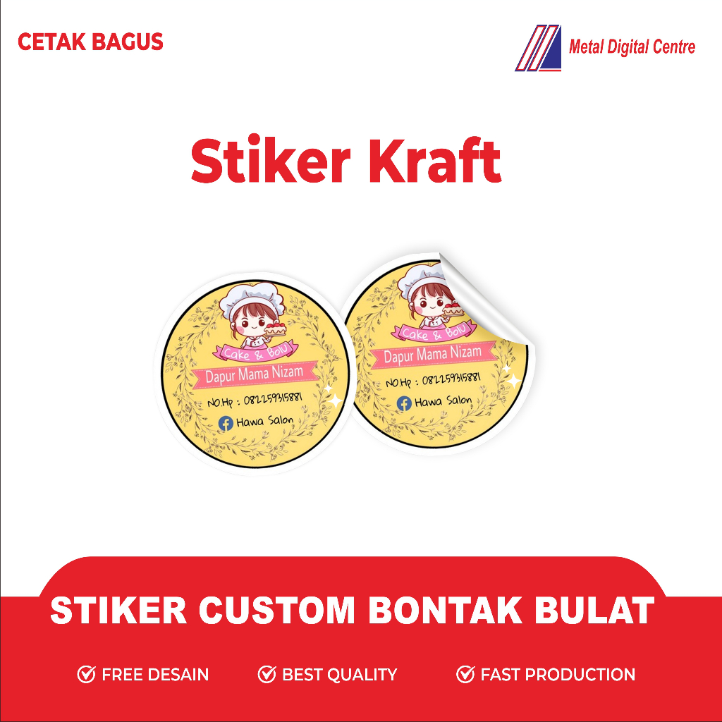 

Cetak Stiker KRAFT ( CUTTING BULAT ) Cetak Stiker Label Kemasan Makanan Minuman Murah