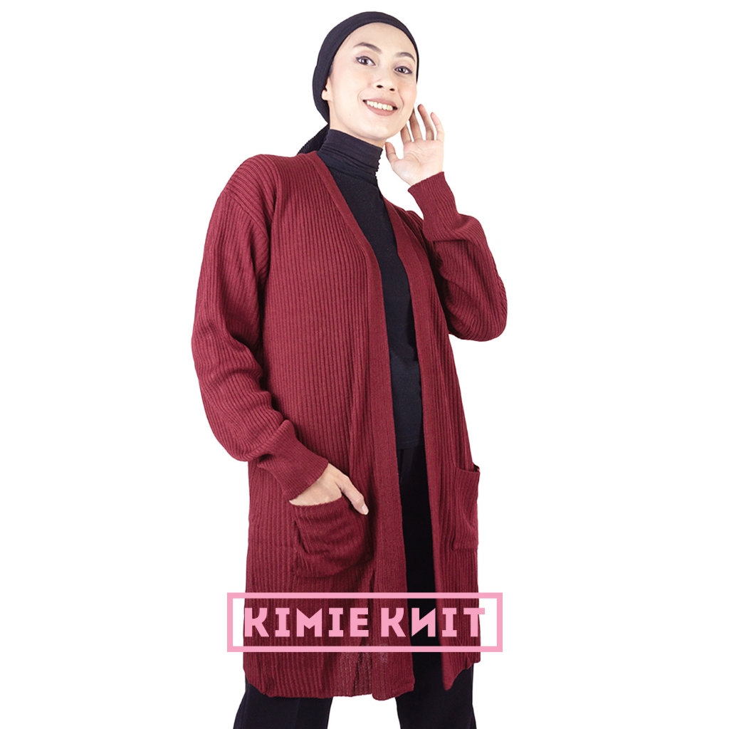 Kardigan Rajut Panjang Wanita Long Cardigan Outer Cardi Polos