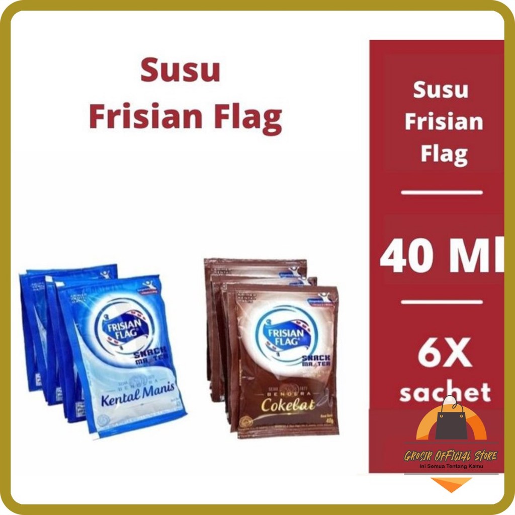 

Susu Bendera / Frisian Flag / Susu Kental Manis Renceng isi 6 Sachet