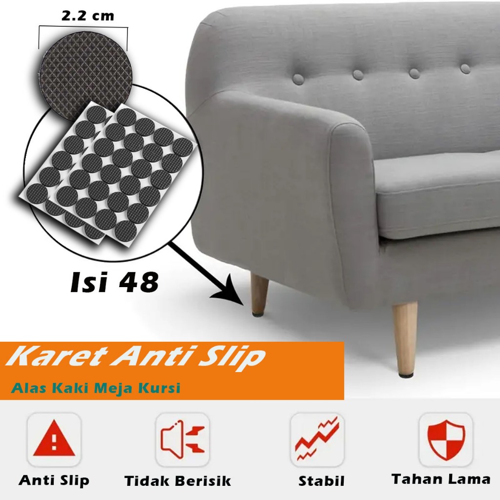 Isi 48 Pengganjal Karet  Alas Kaki Meja Kursi Perabotan Anti Slip - Karet Alas Kaki Kursi Meja Anti 
