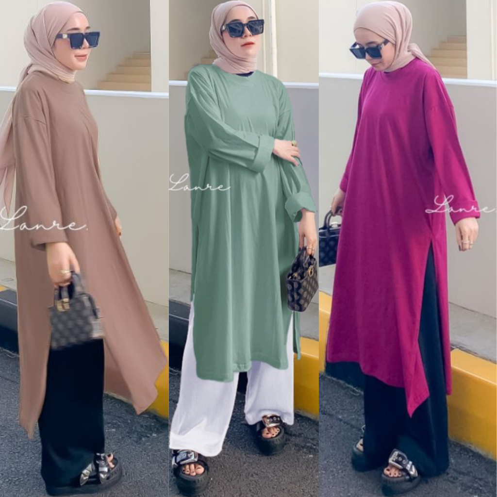 Nuna Tunik Midi Dress | gamis bahan kaos adem |Gamis bahan kaos | Gamis tunik wanita | tunik kaos pr