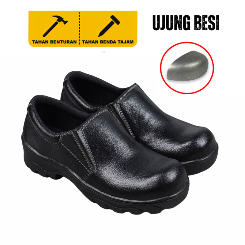 Sepatu Safety kings Pria Boots Slip On Tanpa Tali - Sepatu Safety Boots Pria kings Ujung Besi Proyek Hiking Outdoor