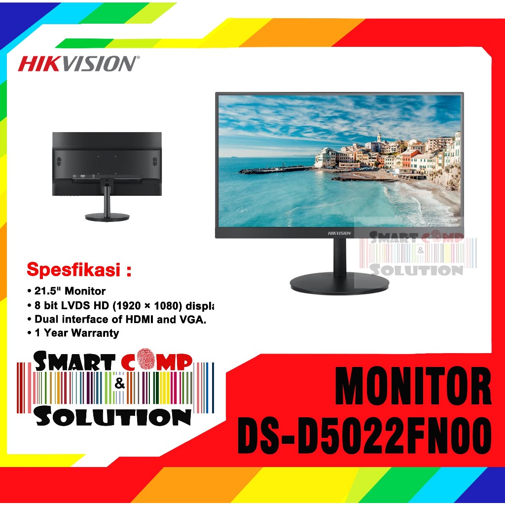 Monitor Hikvision Borderless 22" DS-D5022FN00 / DS-D5022F2-1V1S Full HD 1080p