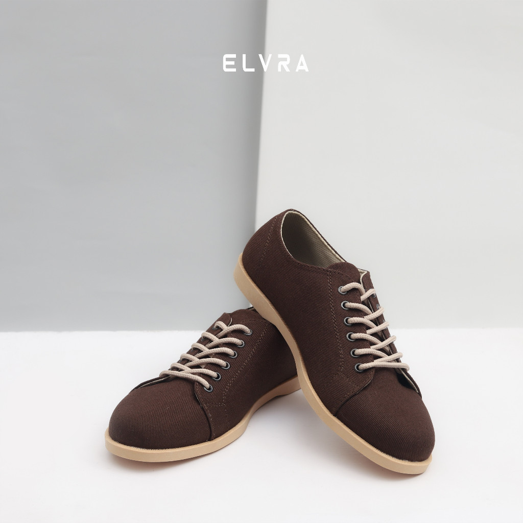 ELVRA Footwear - Sepatu Pria Sneakers Casual Canvas - Costa Brown Cream