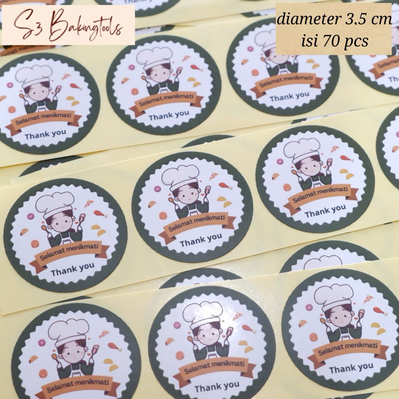 

Sticker thank you chef green white isi 70 pcs