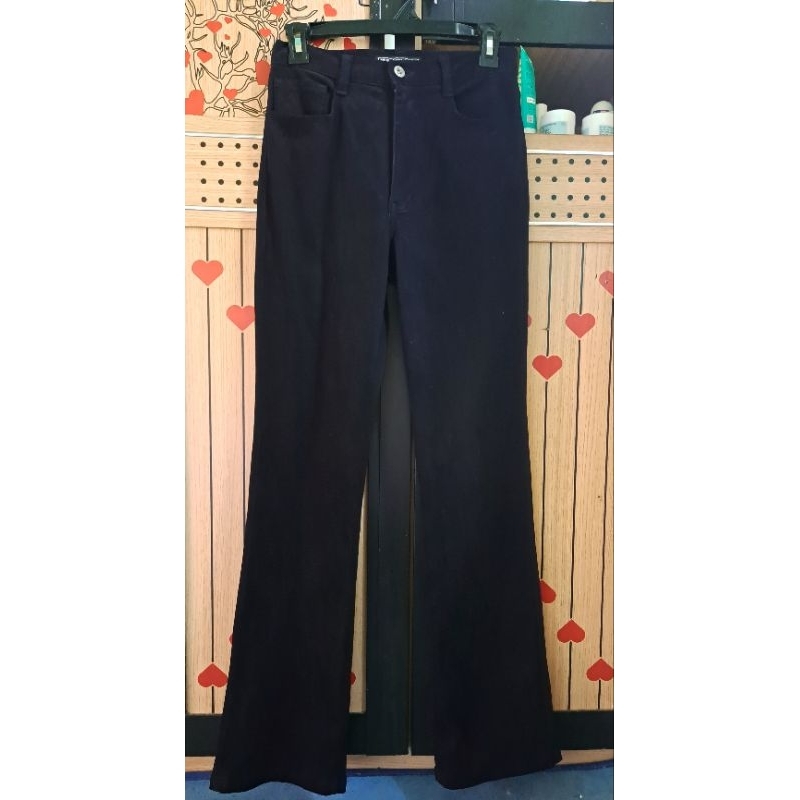 [PRELOVED/THRIFT] BLUE WAY CELANA JEANS SUEDE WANITA HIGHWAIST HITAM BRANDED FLARE BOOTCUT KOREAN ST