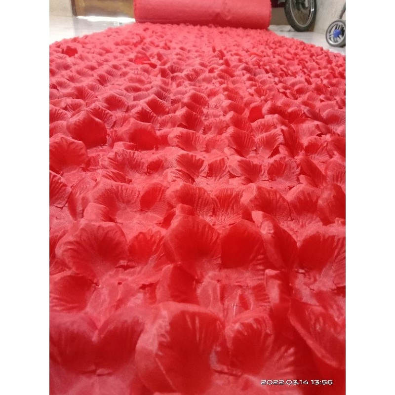 karpet bunga dan backdrop lebar custom