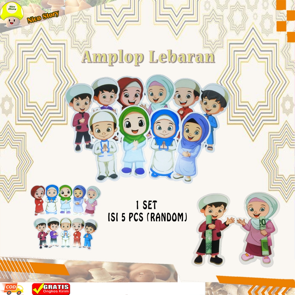 

(NCS) Amplop Lebaran Peluk isi 5 Pcs Karakter 3D Gemoy Dan Lucu Random Angpao THR Uang Selip Angpau Hari Raya Idul Fitri