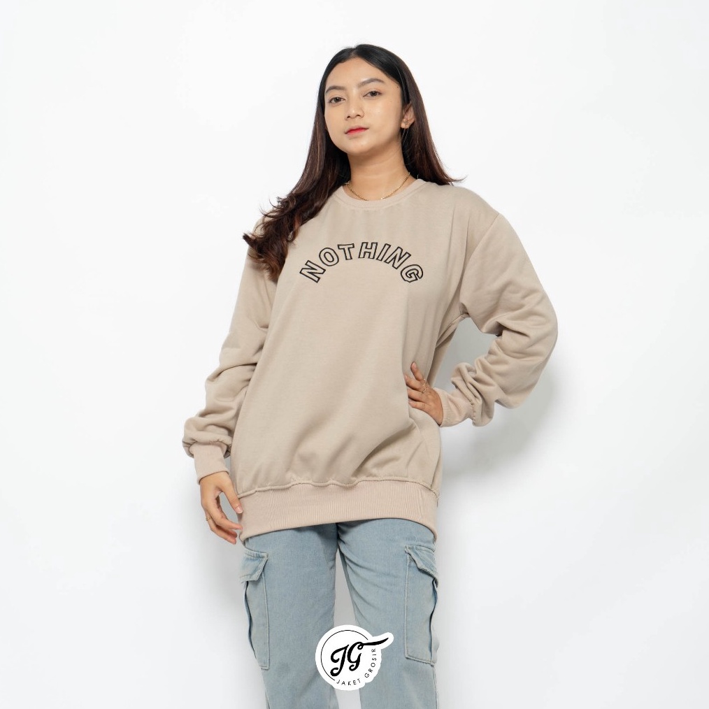 ART Q66R JAKETGROSIR  NOTHING SWEATER CREWNECK PREMIUM BORDIR PRIA  WANITA M  XXL