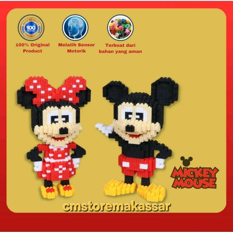 Mainan Balok Susun Anak Lego Bricks Nano Block Puzzle 3D Toys Ukuran Medium Mickey Mouse Minnie Mous