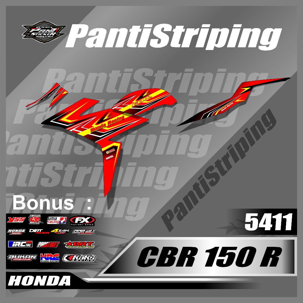 Striping Sticker Motor CBR 150 R Variasi list Semifull - Stiker skotlet Motor Honda CBR 150R Minimal