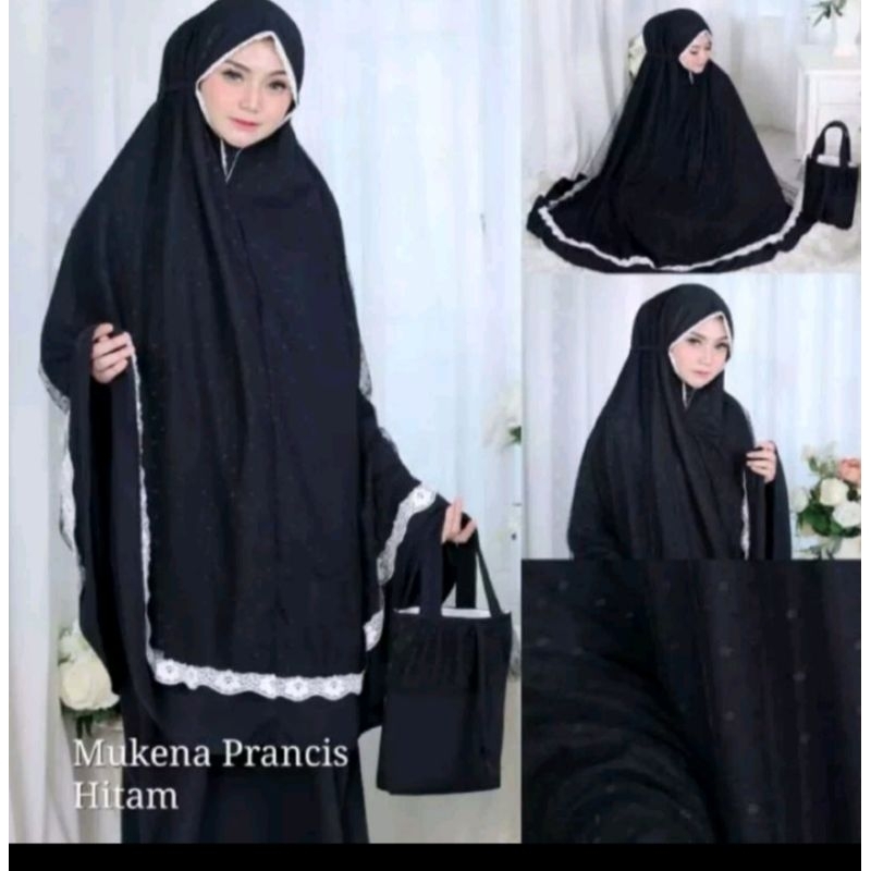 mukena hitam tile renda import