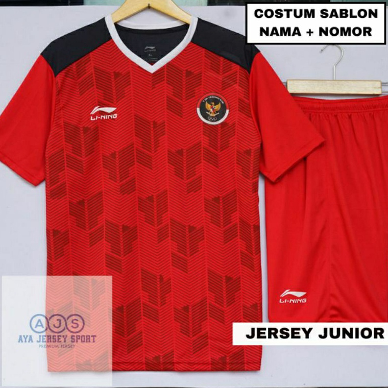 Terpercaya COD sablon Nama Nomor setelan baju bola jersey TIMNAS SEAGAME LINING anak junior terbaru 