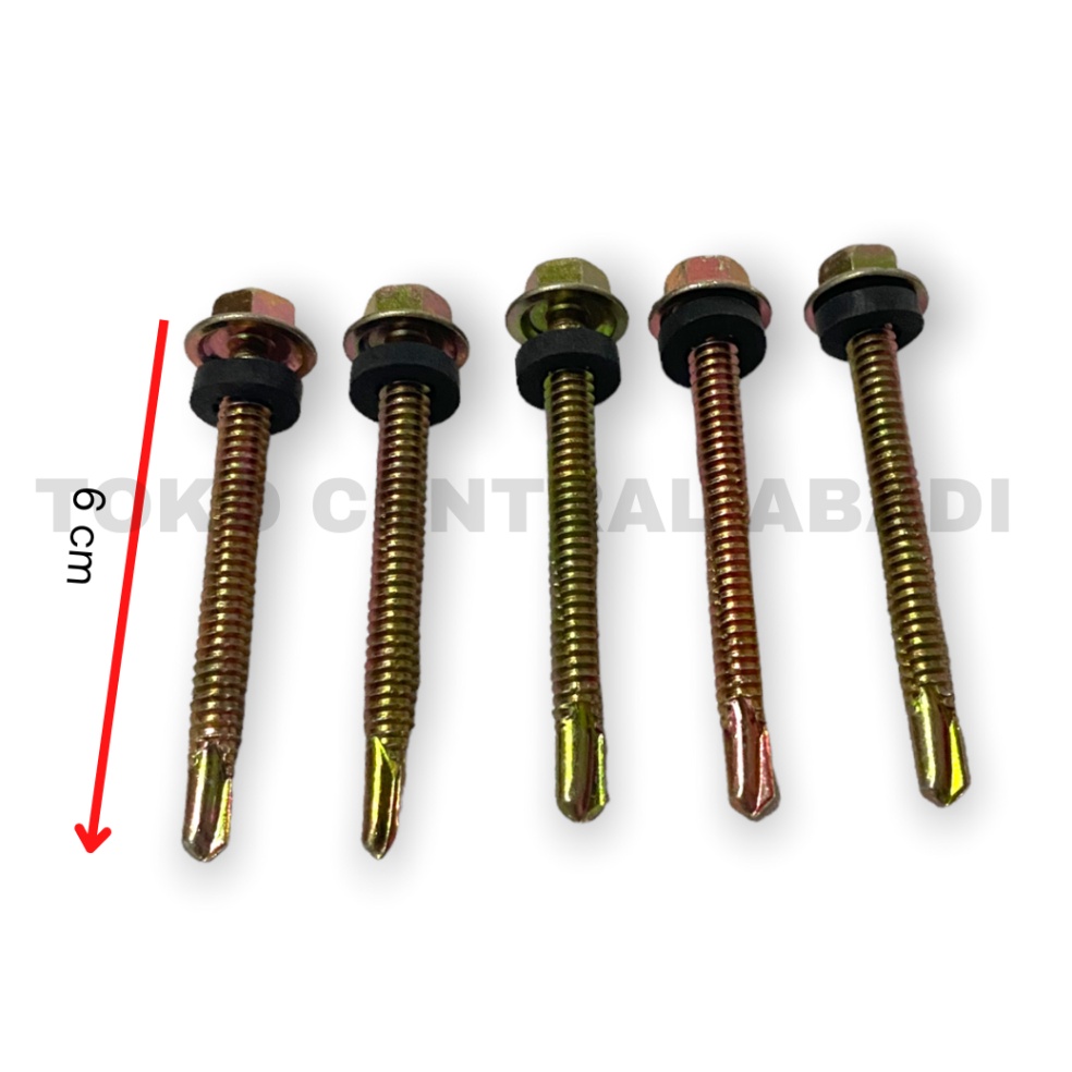 MENARIK Baut Roofing  Skrup Roofing CAMEL 6mm 6cm 5 pcs  Baut Roofing Baja Ringan  Baut Roofing 6 cm