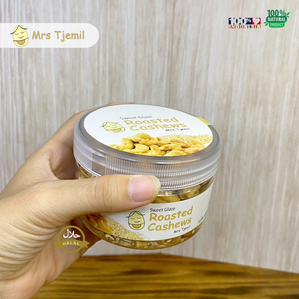 

S - SWEET GLAZE ROASTED CASHEWS - Mrs Tjemil - Kacang Mete karamel Organik Premium Wijen Mente Manis Garam Gula Panggang Renyah Mede Cashew Nut Matang ukuran toples Large Besar Sangrai Tidak Digoreng Cemilan Sehat Bergizi Natural Product Healthy Produk