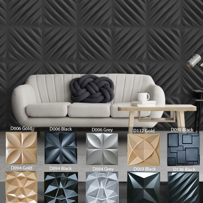 REKOMENDASI GOLD BLACK GREY PINK GREEN 5cm 3D wall panel Wallpanel pvc